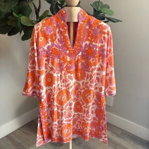Gretchen Scott Designs Orange and Pink Floral Tunic